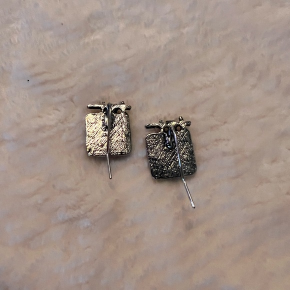 Green Square Arts and Crafts Glass Artist Designed Earrings - Picture 6 of 6